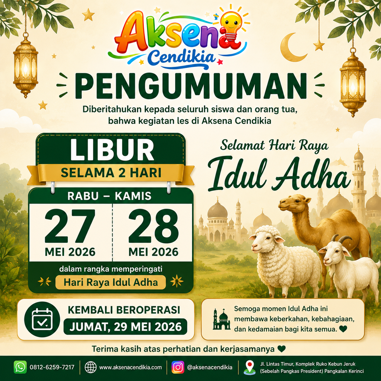 Hari Raya Idul Adha (27 Mei 2026)